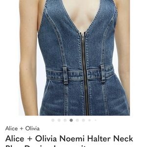 Alice + Olivia Blue Denim Halter Jumpsuit